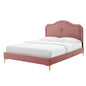 Portia Performance Velvet King Platform Bed, Velvet, Pink, 23554