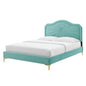 Portia Performance Velvet King Platform Bed, Velvet, Blue, 23556