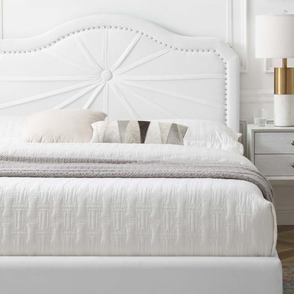 Portia Performance Velvet King Platform Bed, Velvet, White, 23560