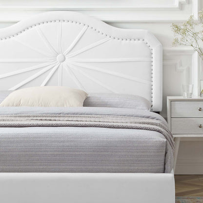 Portia Performance Velvet King Platform Bed, Velvet, White, 23568