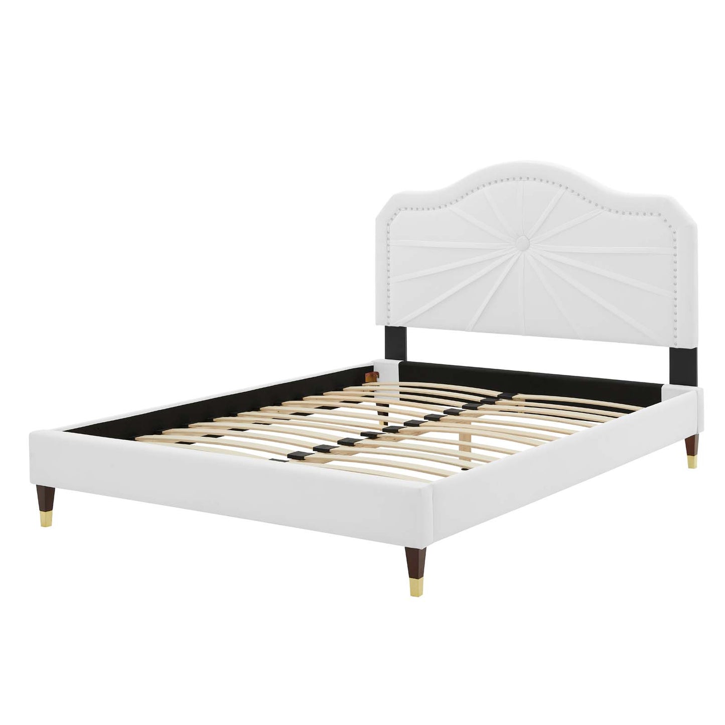 Portia Performance Velvet King Platform Bed, Velvet, White, 23568