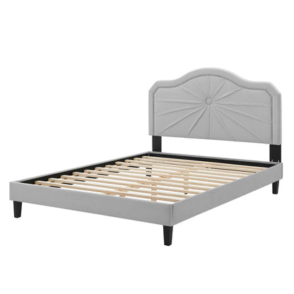 Portia Performance Velvet King Platform Bed, Velvet, Light Grey Gray, 23571