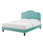 Portia Performance Velvet King Platform Bed, Velvet, Blue, 23572