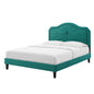Portia Performance Velvet King Platform Bed, Velvet, Teal Blue, 23575