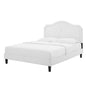 Portia Performance Velvet King Platform Bed, Velvet, White, 23576
