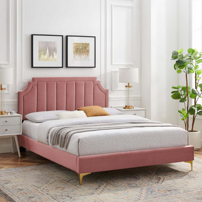 Sienna Performance Velvet King Platform Bed, Velvet, Pink, 23578