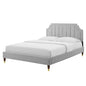 Sienna Performance Velvet King Platform Bed, Velvet, Light Grey Gray, 23587