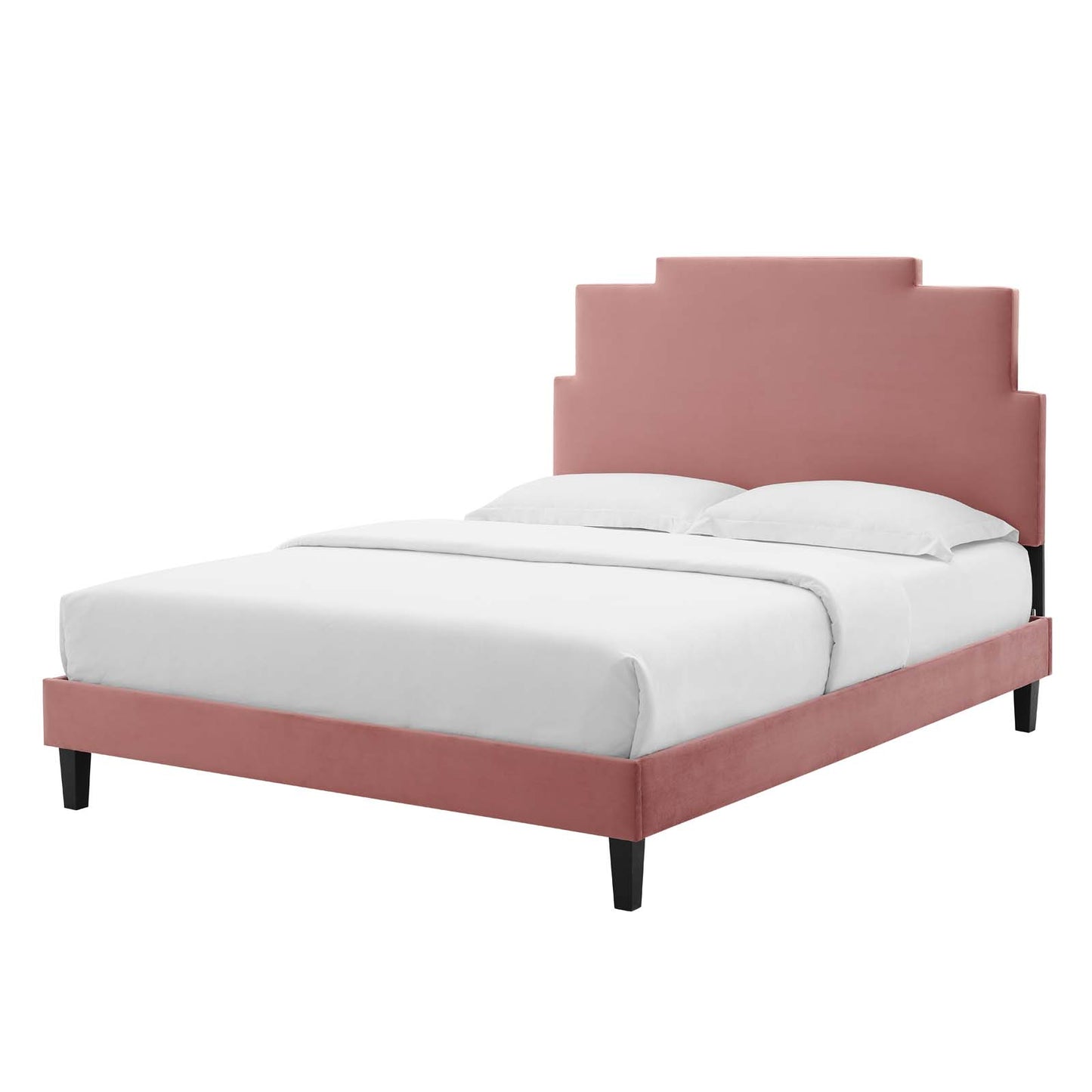 Lindsey Performance Velvet Full Platform Bed, Velvet, Pink, 22931