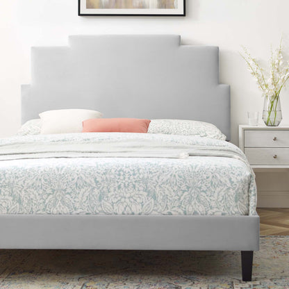 Lindsey Performance Velvet Full Platform Bed, Velvet, Light Grey Gray, 22932