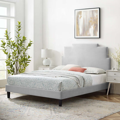 Lindsey Performance Velvet Full Platform Bed, Velvet, Light Grey Gray, 22932
