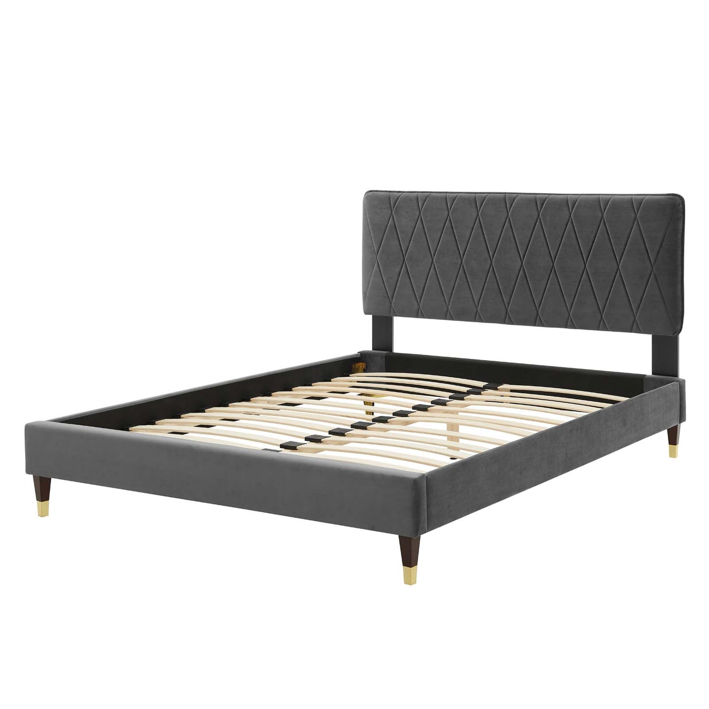 Phillipa Performance Velvet Full Platform Bed, Velvet, Dark Grey Gray, 22946