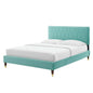 Phillipa Performance Velvet Full Platform Bed, Velvet, Blue, 22949