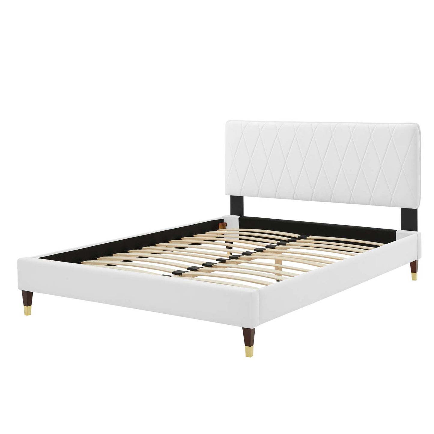 Phillipa Performance Velvet Full Platform Bed, Velvet, White, 22953
