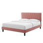 Phillipa Performance Velvet Full Platform Bed, Velvet, Pink, 22955
