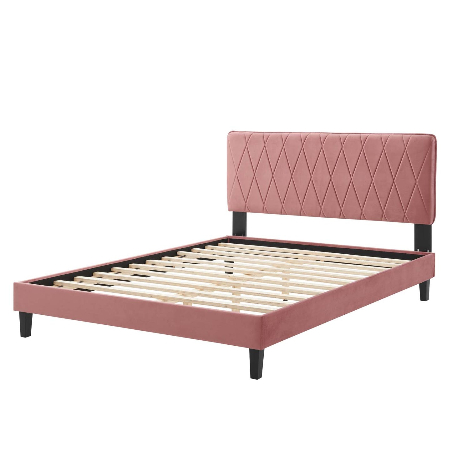 Phillipa Performance Velvet Full Platform Bed, Velvet, Pink, 22955