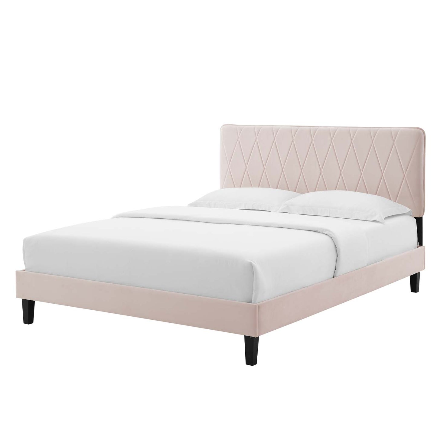Phillipa Performance Velvet Full Platform Bed, Velvet, Pink, 22959