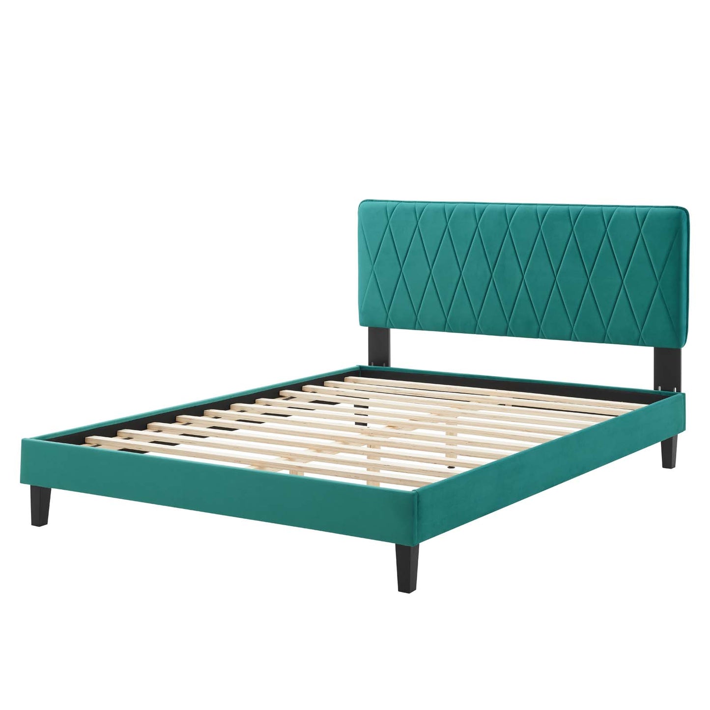 Phillipa Performance Velvet Full Platform Bed, Velvet, Teal Blue, 22960