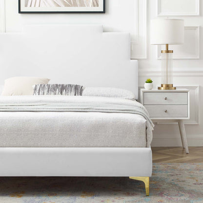 Lindsey Performance Velvet King Platform Bed, Velvet, White, 22969