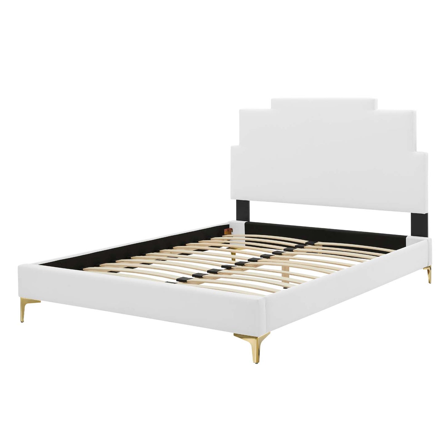 Lindsey Performance Velvet King Platform Bed, Velvet, White, 22969