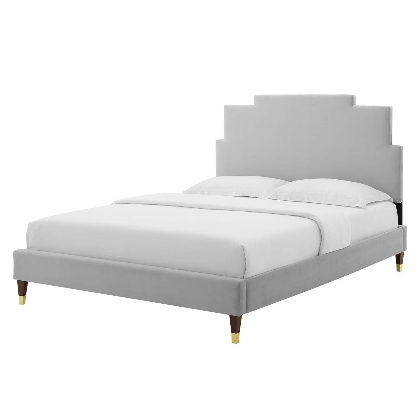 Lindsey Performance Velvet King Platform Bed, Velvet, Light Grey Gray, 22972