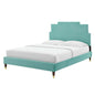 Lindsey Performance Velvet King Platform Bed, Velvet, Blue, 22973