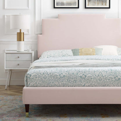 Lindsey Performance Velvet King Platform Bed, Velvet, Pink, 22975