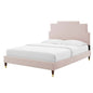 Lindsey Performance Velvet King Platform Bed, Velvet, Pink, 22975