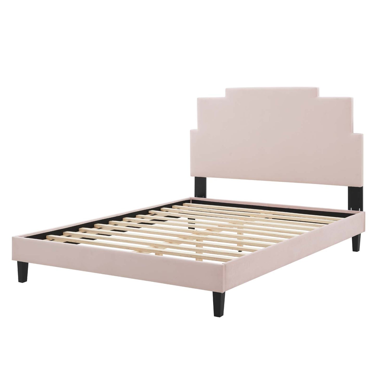 Lindsey Performance Velvet King Platform Bed, Velvet, Pink, 22983