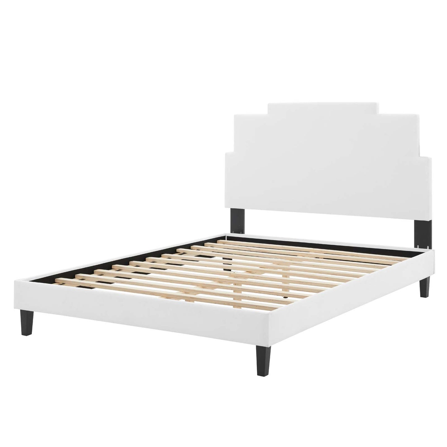Lindsey Performance Velvet King Platform Bed, Velvet, White, 22985