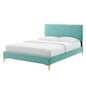 Phillipa Performance Velvet King Platform Bed, Velvet, Blue, 22989