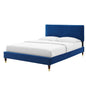 Phillipa Performance Velvet King Platform Bed, Velvet, Blue Navy, 22998