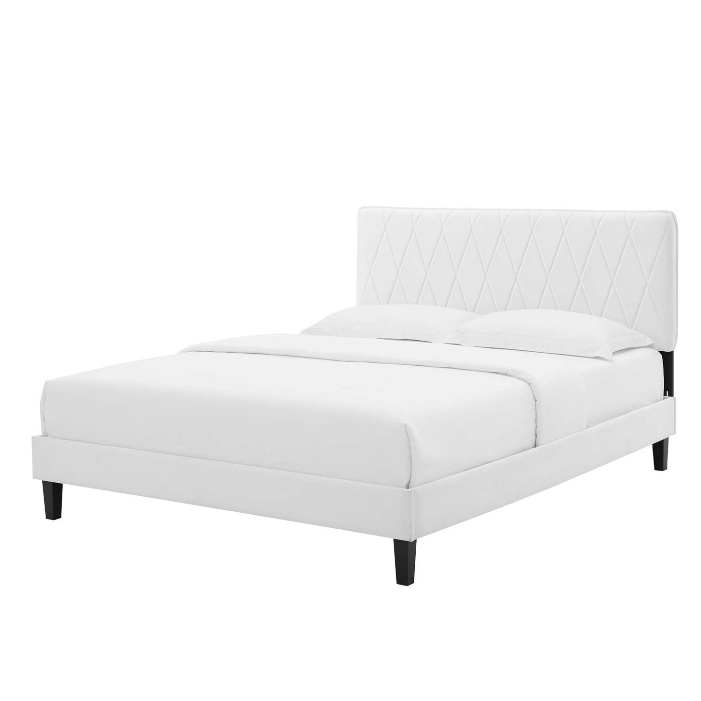 Phillipa Performance Velvet King Platform Bed, Velvet, White, 23009