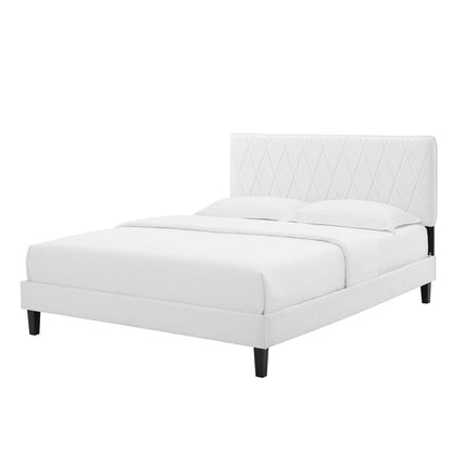 Phillipa Performance Velvet King Platform Bed, Velvet, White, 23009