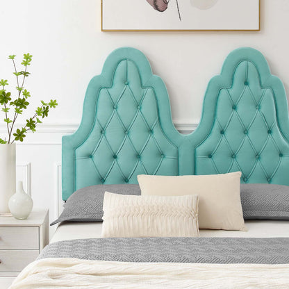 Alexandria Tufted Performance Velvet Twin Platform Bed, Velvet, Blue, 23013