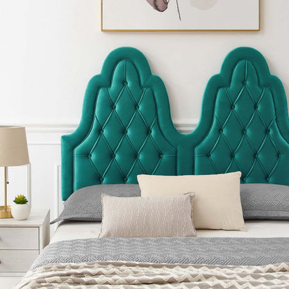 Alexandria Tufted Performance Velvet Twin Platform Bed, Velvet, Teal Blue, 23016
