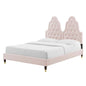 Alexandria Tufted Performance Velvet Twin Platform Bed, Velvet, Pink, 23023