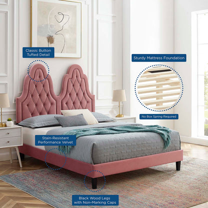 Alexandria Tufted Performance Velvet Twin Platform Bed, Velvet, Pink, 23027