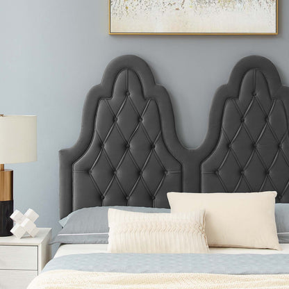 Alexandria Tufted Performance Velvet Full Platform Bed, Velvet, Dark Grey Gray, 23042