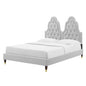 Alexandria Tufted Performance Velvet Full Platform Bed, Velvet, Light Grey Gray, 23044