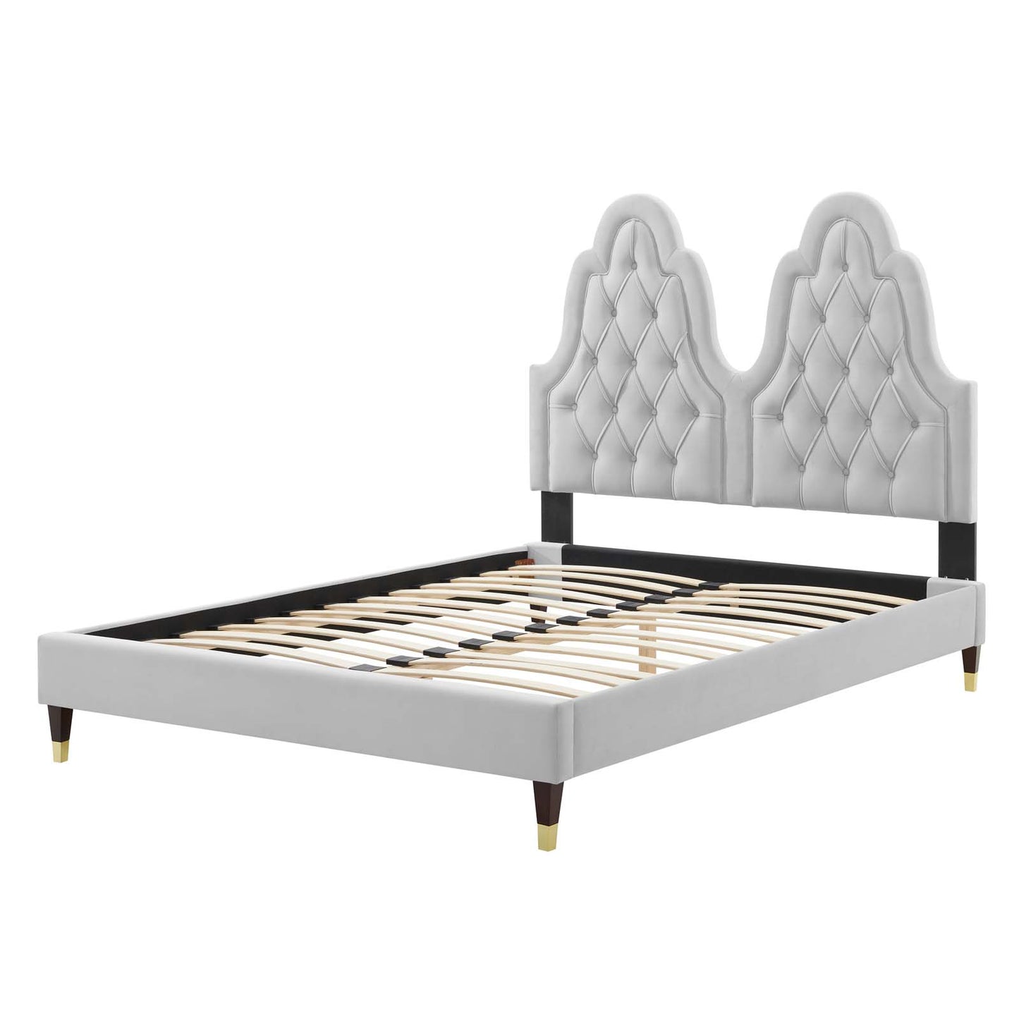 Alexandria Tufted Performance Velvet Full Platform Bed, Velvet, Light Grey Gray, 23044