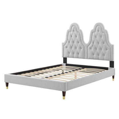 Alexandria Tufted Performance Velvet Full Platform Bed, Velvet, Light Grey Gray, 23044