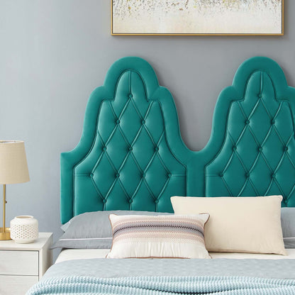 Alexandria Tufted Performance Velvet Full Platform Bed, Velvet, Teal Blue, 23048