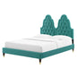 Alexandria Tufted Performance Velvet Full Platform Bed, Velvet, Teal Blue, 23048