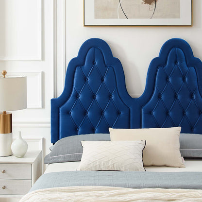 Alexandria Tufted Performance Velvet Full Platform Bed, Velvet, Blue Navy, 23054
