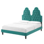 Alexandria Tufted Performance Velvet Full Platform Bed, Velvet, Teal Blue, 23056