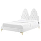 Alexandria Tufted Performance Velvet King Platform Bed, Velvet, White, 23065