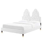 Alexandria Tufted Performance Velvet King Platform Bed, Velvet, White, 23073