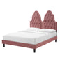 Alexandria Tufted Performance Velvet King Platform Bed, Velvet, Pink, 23075