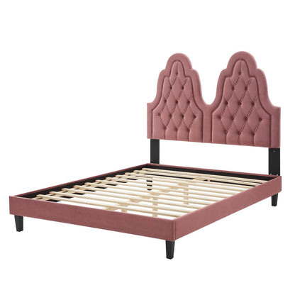 Alexandria Tufted Performance Velvet King Platform Bed, Velvet, Pink, 23075