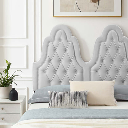 Alexandria Tufted Performance Velvet King Platform Bed, Velvet, Light Grey Gray, 23076